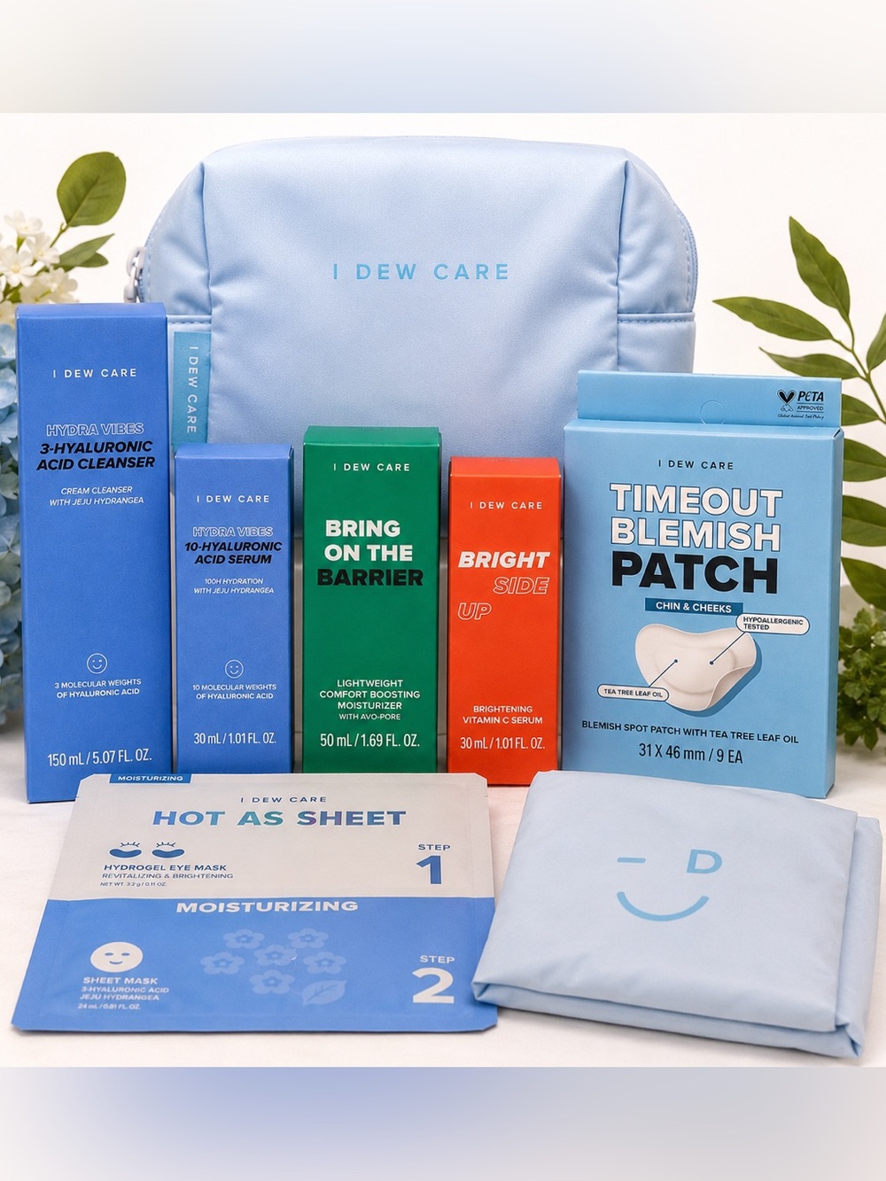 I DEW CARE K-Beauty Skincare Bundle + Cosmetic Bag | 7 Pieces. NEW